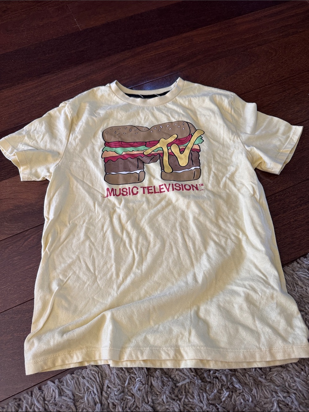 MAD Engine Yellow MTV Cheeseburger Graphic Tee